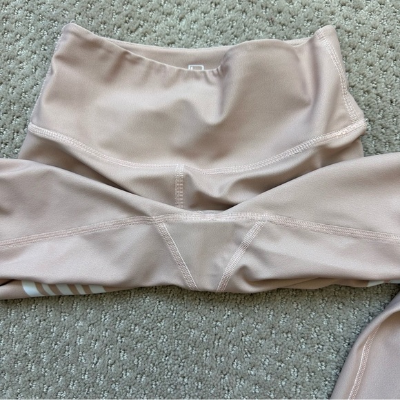 Blush Pink Floral Striped High Waisted Athletic Cycling Leggings Extra Small - Picture 12 of 12